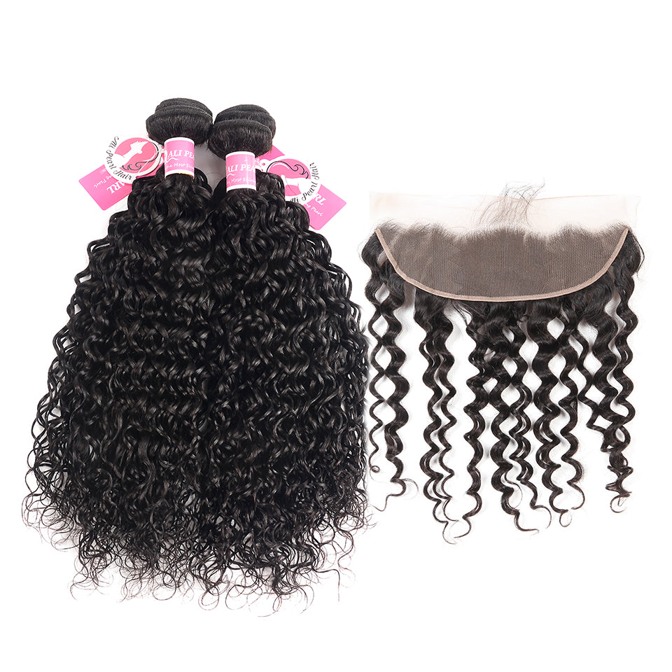 Brazilian Hair 4 Bundles Water Wave with 13*4 Frontal