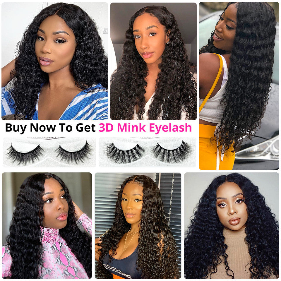 Deep Wave Weave Human Hair 3 Bundles With 6x6 Lace Closure