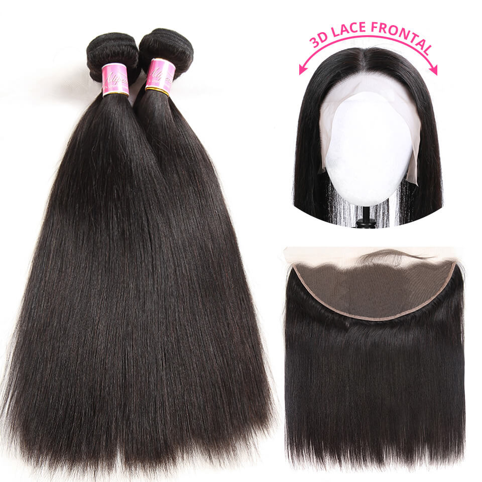 Brazilian Straight Virgin Hair 3 pcs with 13x4 Lace Frontal