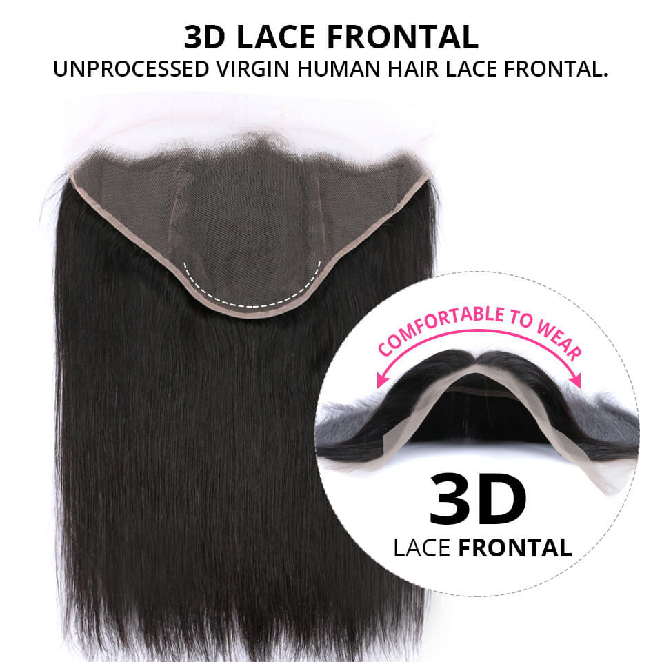 Brazilian Straight Virgin Hair 3 pcs with 13x4 Lace Frontal
