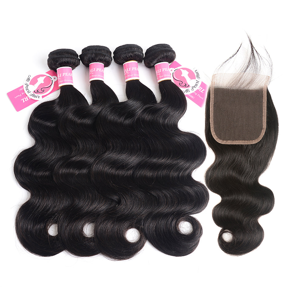 Brazilian Body Wave Virgin Hair 4pcs with Lace Closure