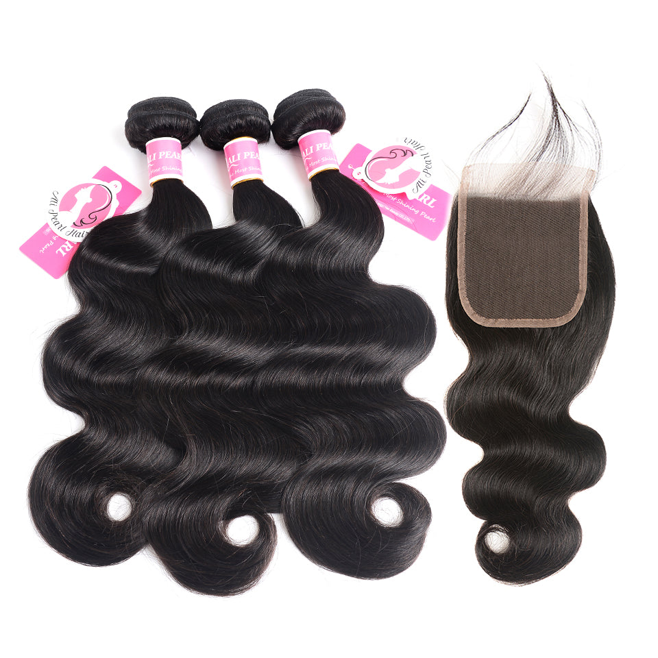 Brazilian Body Wave Virgin Hair 3pcs or 4pcs 5pcs With HD Lace Closure