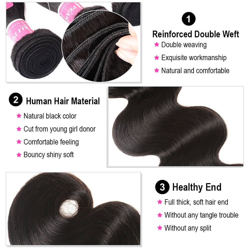 Body Wave HD Lace Closure 5*5 Human Hair 3 Bundles And Lace Closure
