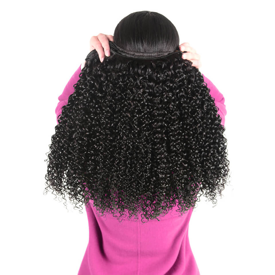 3 Bundles Kinky Curly with Lace Frontal Unprocessed Brazilian Hair