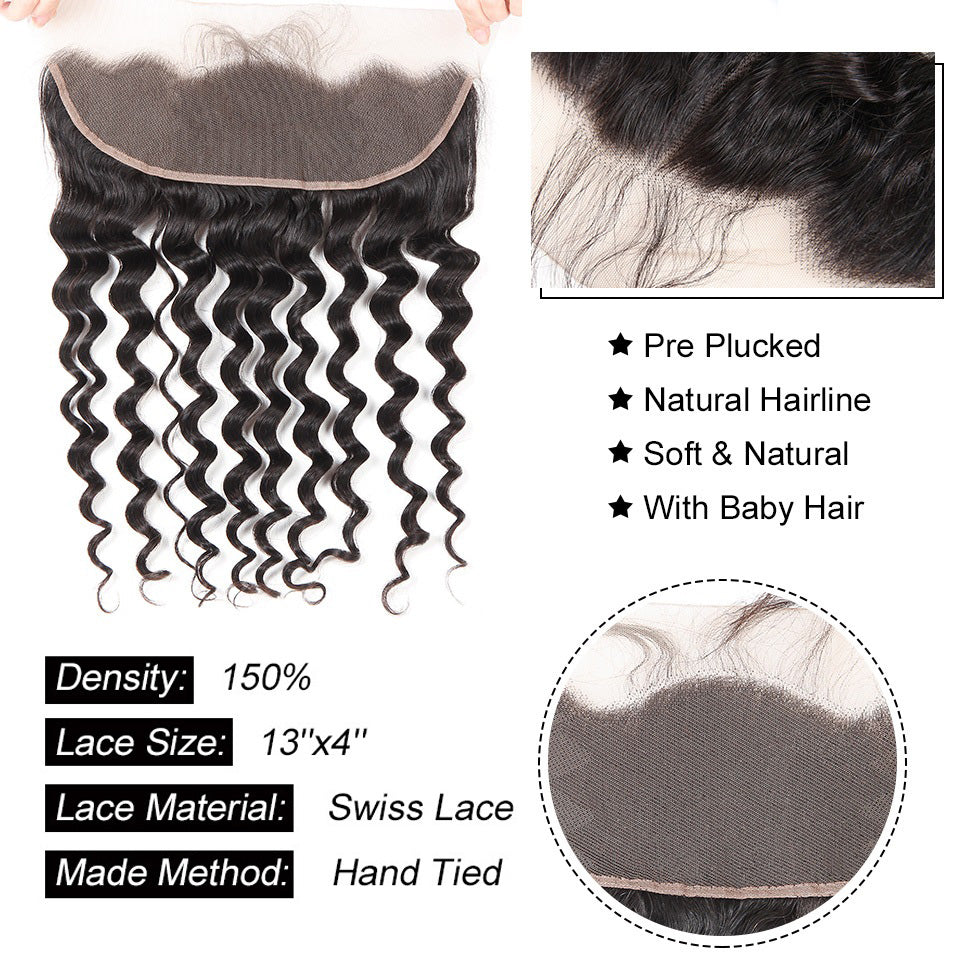 Brazilian Hair 3pcs/Lot Loose Deep Wave With 13*4 Lace Frontal