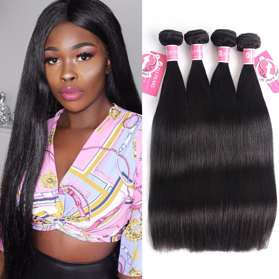 Brazilian Virgin Hair Straight 4 bundles natural color
