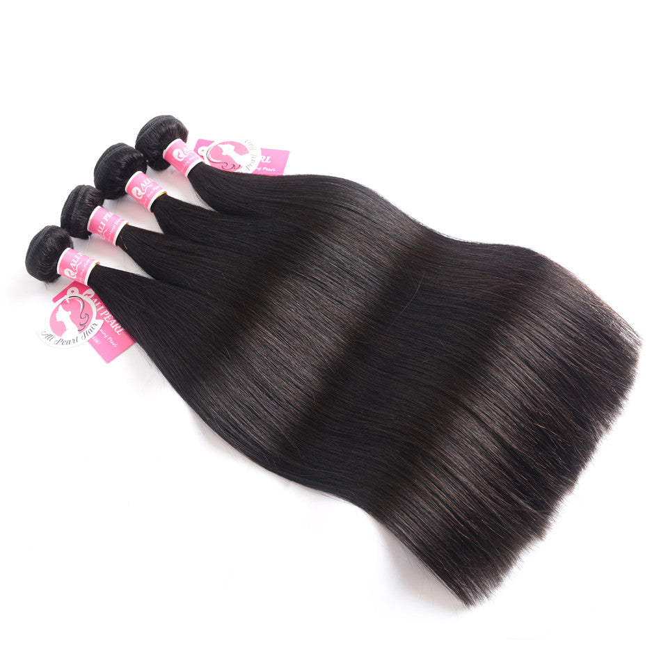 Brazilian Virgin Hair Straight 4 bundles natural color