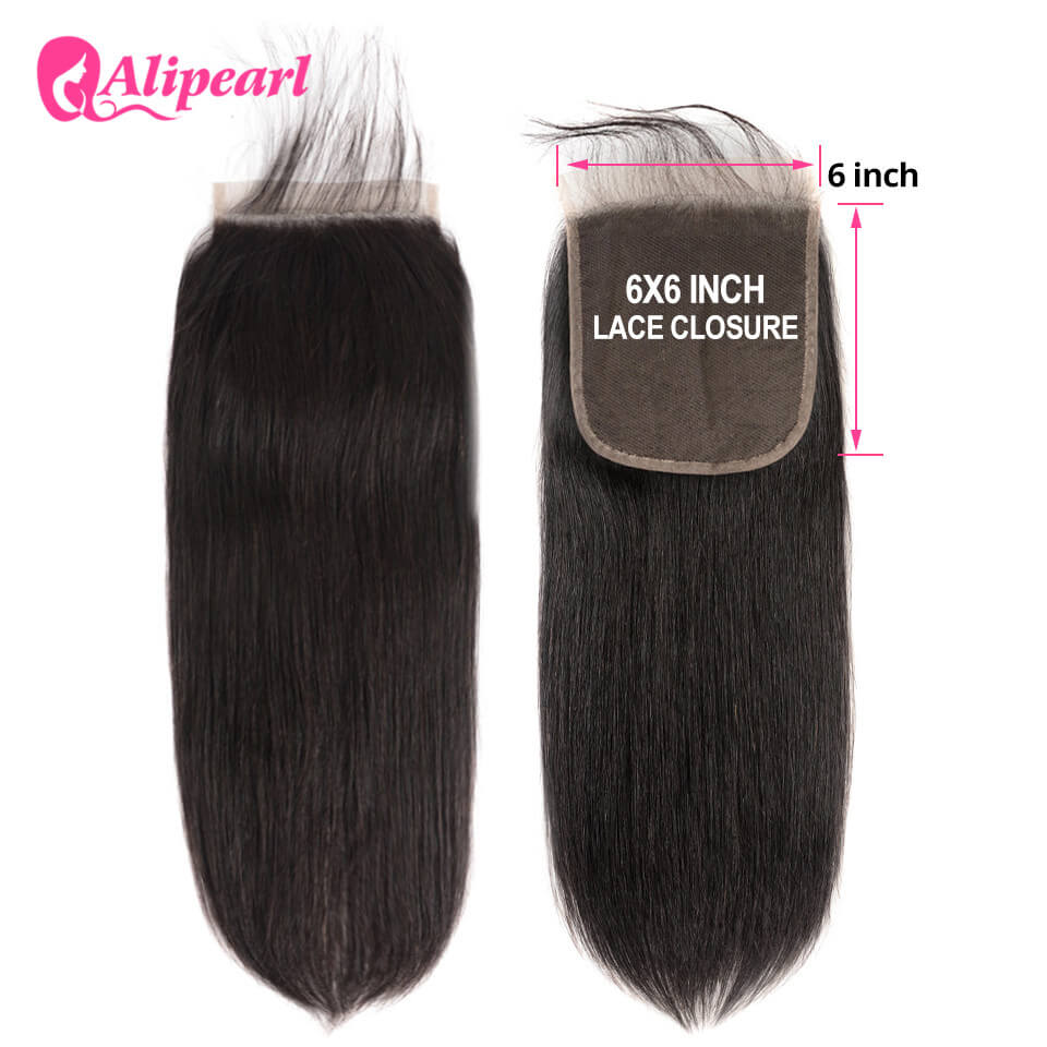 Straight Weave Hair 3 Bundle Deals With 6*6 Lace Closure