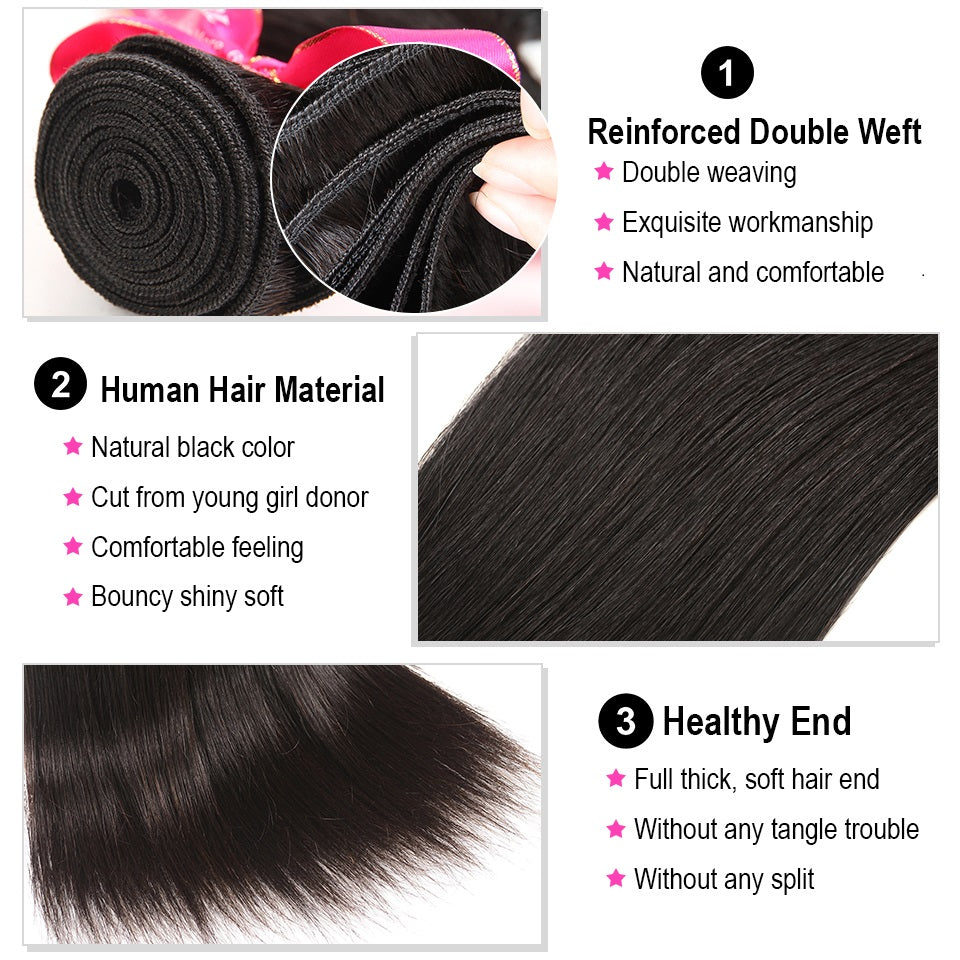 2Pcs Brazilian Straight Virgin Hair Bundles