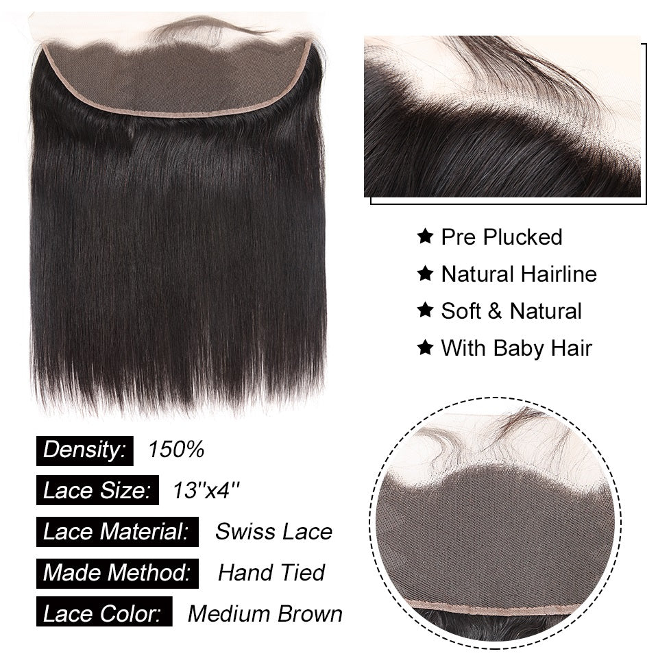 Unprocessed Brazilian Hair 4pcs Straight with 13*4 Frontal